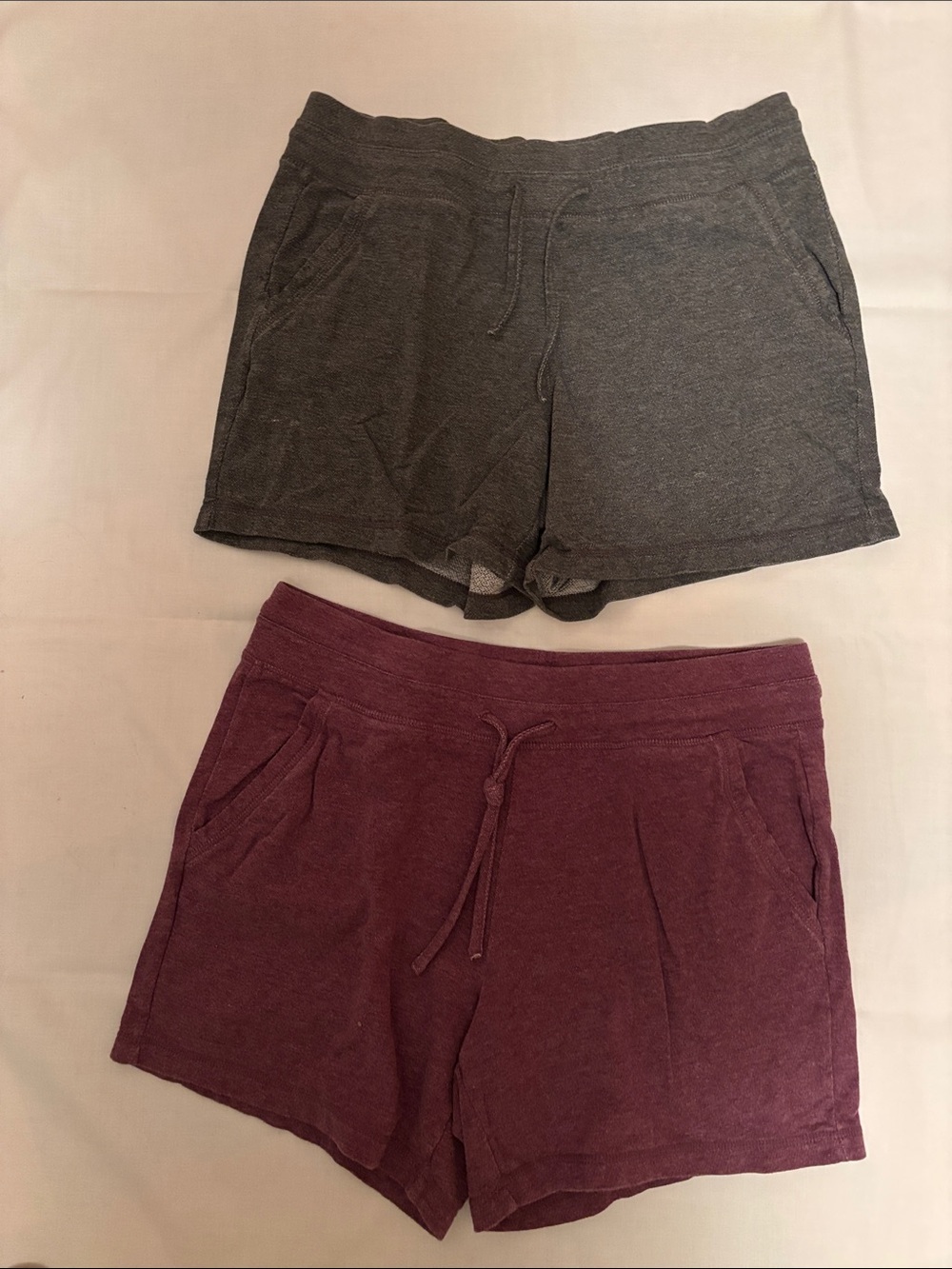 32 Degrees Women's Gray & Burgundy Drawstring Athletic Shorts Set